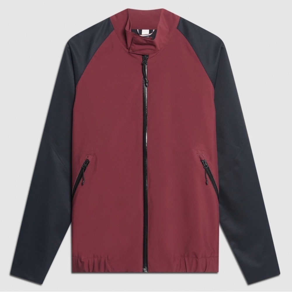 Ben Sherman Harrington Burgundy and Black Waterproof Bomber Jacket | M